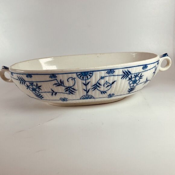 F Winkle FW & Co Danish Oval Vegetable Salad Serving Bowl Dish Flow Blue 9.5"x7" - Picture 9 of 14
